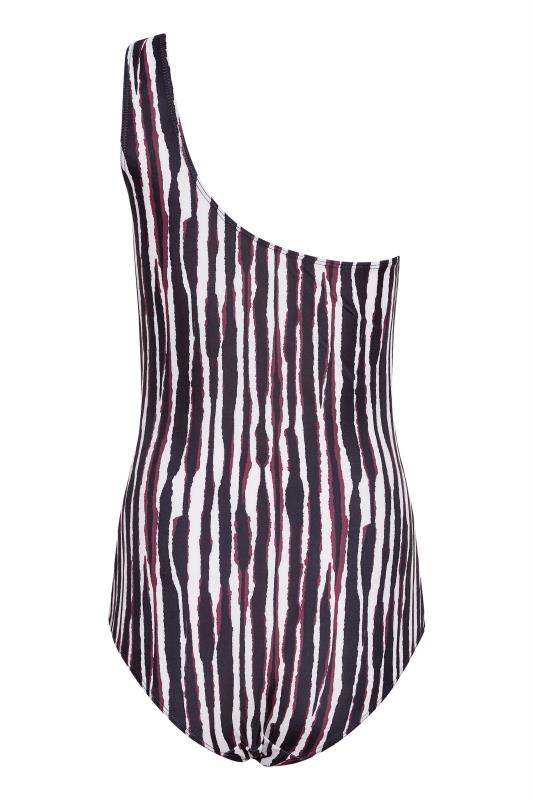 LTS Tall Women's Black Stripe Print Asymmetric Cut Out Swimsuit | Long Tall Sally 7