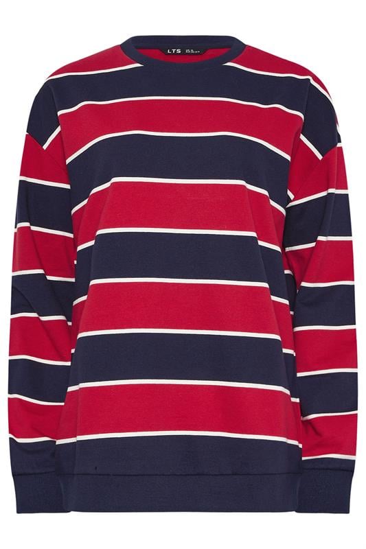 Tall  LTS Tall Navy Blue & Red Stripe Crew Neck Sweatshirt