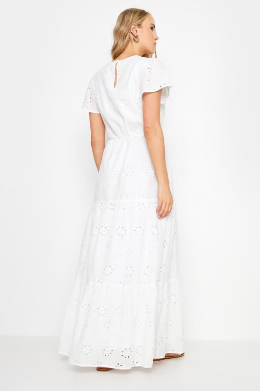 LTS Tall White Broderie Flutter Sleeve Maxi Dress | Long Tall Sally 3