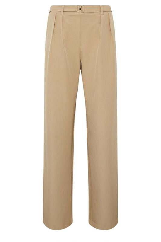 LTS Tall Women's Natural Brown Buckle Wide Leg Trousers | Long Tall Sally 5