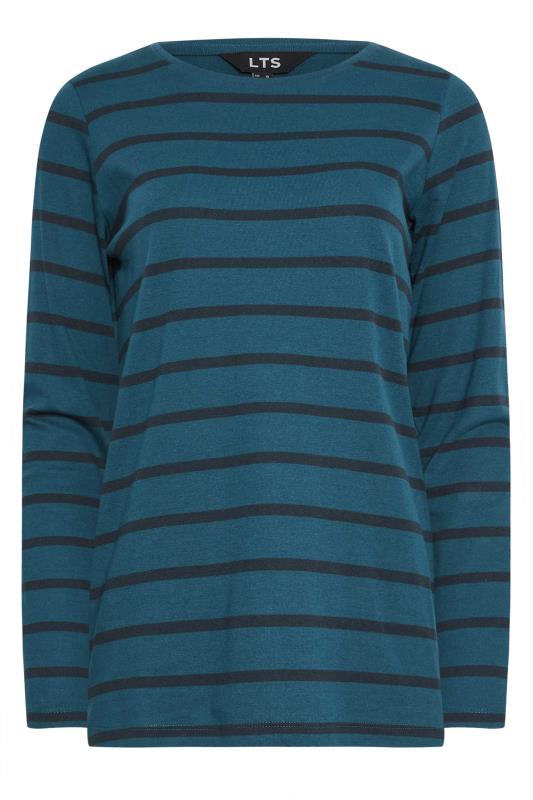 LTS Tall Womens Dark Blue & Black Stripe Long Sleeve Cotton T-Shirt | Long Tall Sally  4
