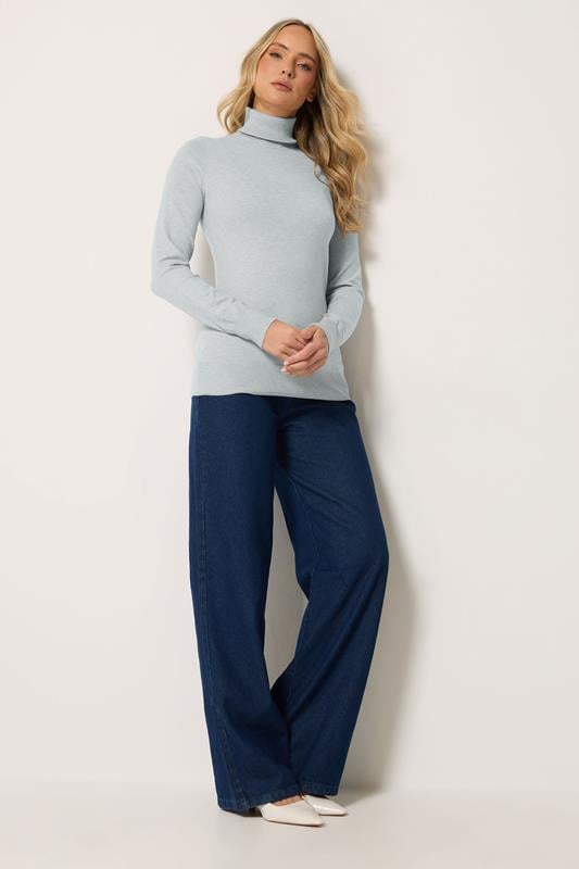 LTS Tall Women's Grey Fine Knit Roll Neck Jumper | Long Tall Sally 1