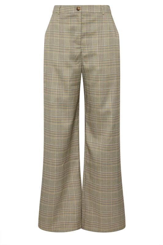 LTS Tall Beige Brown Check Wide Leg Trousers | Long Tall Sally 1