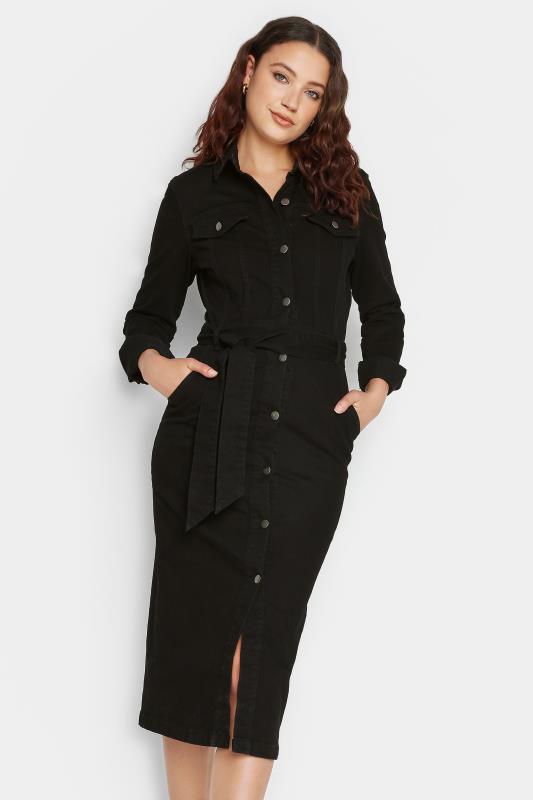 LTS Tall Womens Black Denim Button Through Midi Dress | Yours Clothing  1