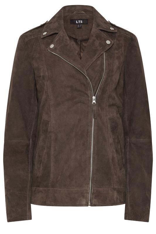  LTS PREMIUM Tall Chocolate Brown Suede Biker Jacket