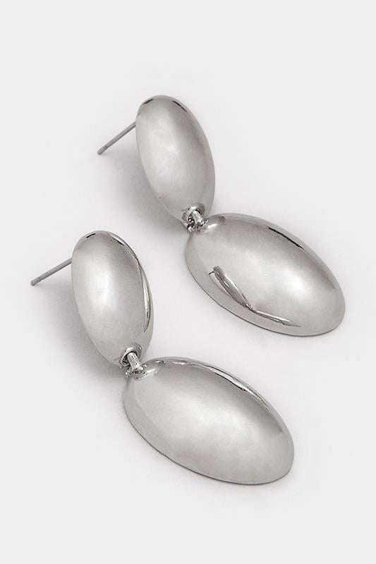 Silver Tone Polished Drop Earrings | Yours Clothing 3