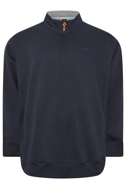 D555 Big & Tall Navy Blue Embroidery Quater Zip Fleece | BadRhino 1