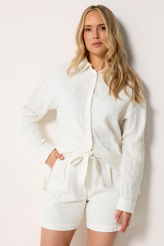 LTS Tall Woman's Cream Metallic Tie Front Shorts | Long Tall Sally 1