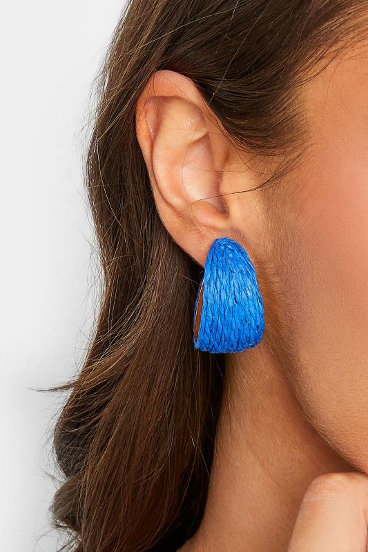 Plus Size  Yours Bright Blue Raffia Hoop Earrings