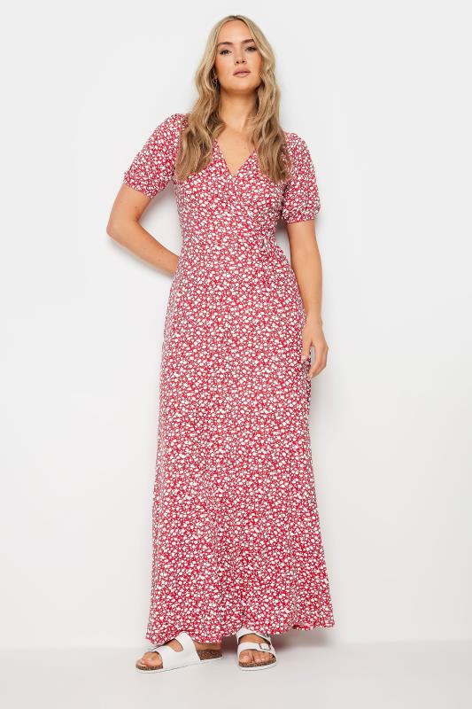 LTS Tall Women's Red Ditsy Floral Print Maxi Wrap Dress | Long Tall Sally 2