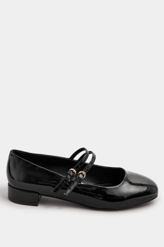 Black Patent Low Block Mary Jane Shoes In Extra Wide EEE Fit | Yours Clothing 3