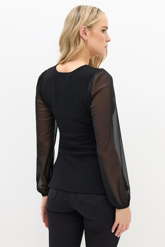 LTS Tall Black Corset Body Mesh Blouse | Long Tall Sally 3