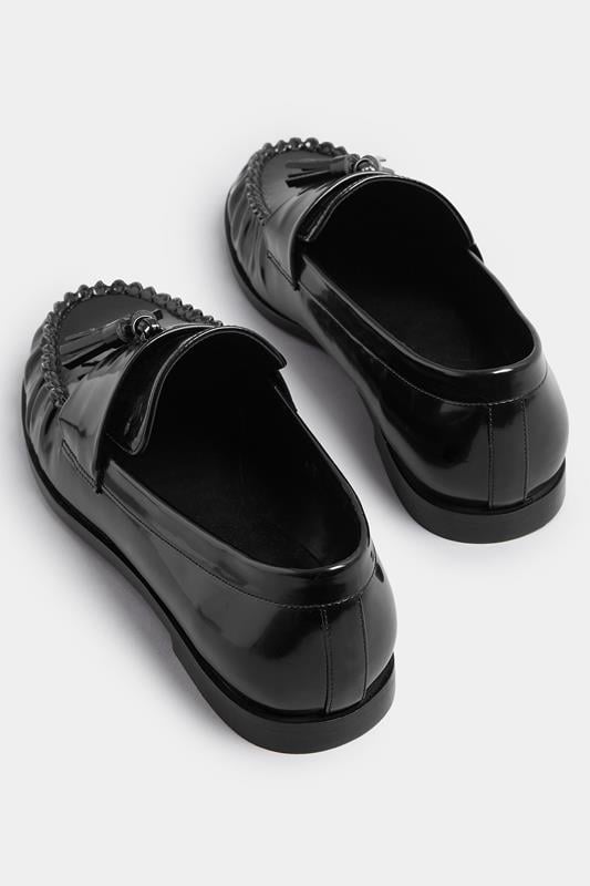 LTS Black Patent Tassel Flat Loafers | Long Tall Sally 3