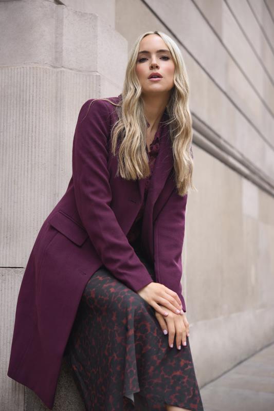 LTS Tall Women's Burgundy Red Midi Formal Coat | Long Tall Sally  1