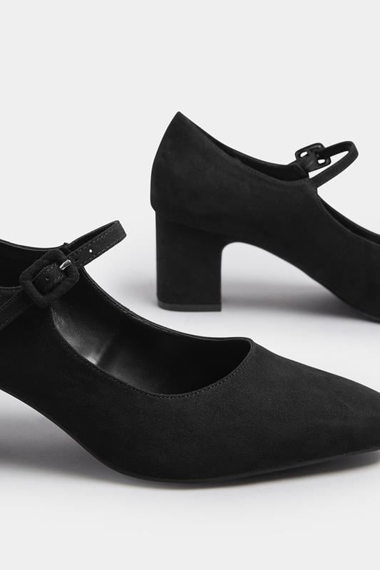 LTS Black Faux Suede Mary Jane Block Heel In Standard Fit | Long Tall Sally 4