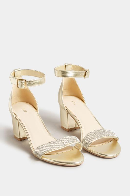 LTS Gold Diamante Block Heel Shoes in Standard Fit | Long Tall Sally 2