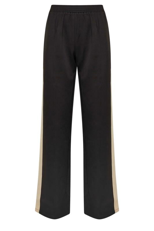 LTS Tall Black & Natural Brown Side Stripe Front Seam Wide Leg Trousers |  Long Tall Sally