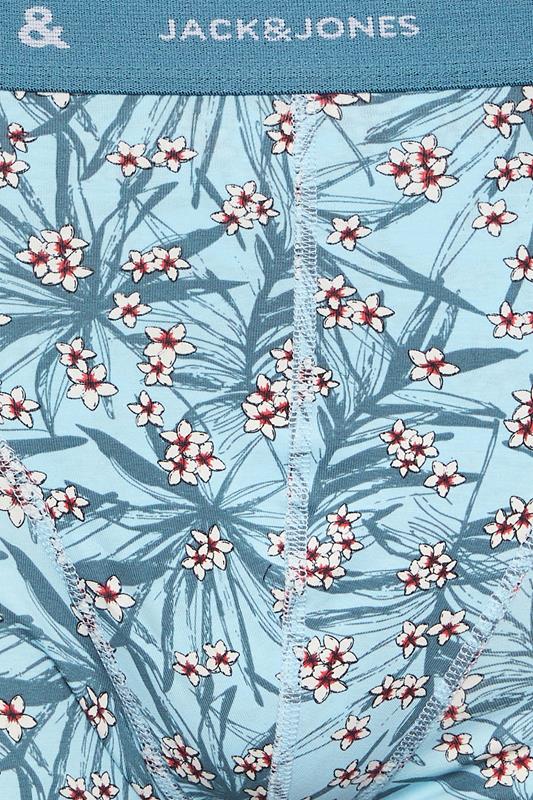 JACK & JONES Big & Tall 3 Pack Chambray Blue Floral Patterned Boxers | BadRhino 4
