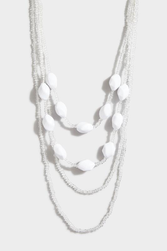 White Beaded Layered Necklace | Yours Clothing 3