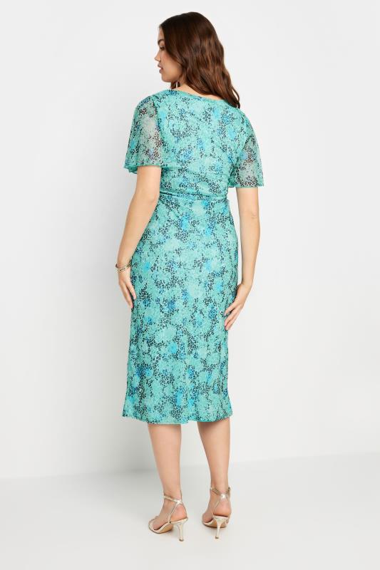 LTS Tall Women's Blue Leopard Print Mesh Midaxi Wrap Dress | Long Tall Sally 3