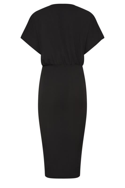 LTS Tall Black Scuba Wrap Midi Dress | Long Tall Sally 7