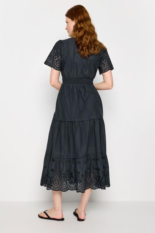 LTS Tall Women's Navy Blue Broderie Anglaise Maxi Tiered Dress | Long Tall Sally 4