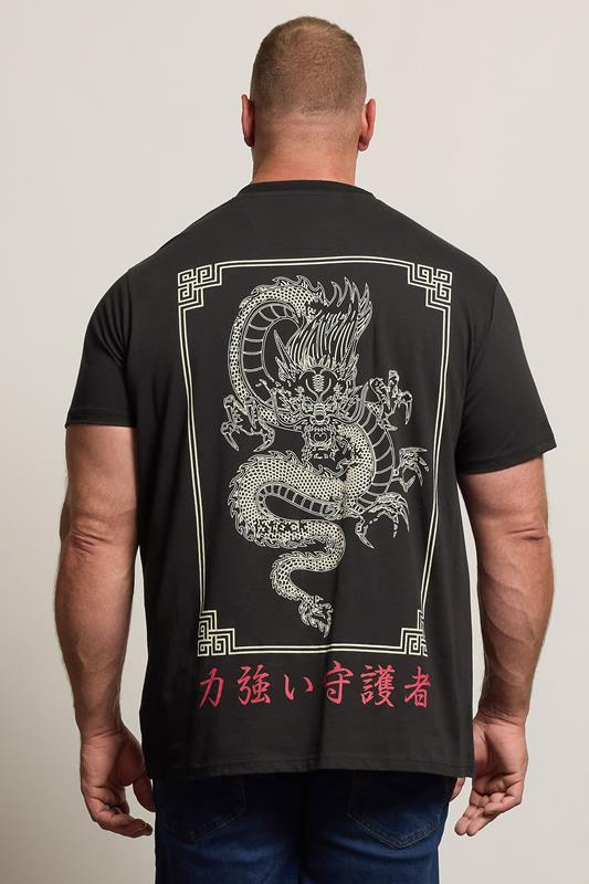 BadRhino Big & Tall Black Japanese Print T-Shirt | BadRhino 3