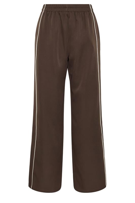 LTS Tall Women's Chocolate Brown Piped Wide Leg Trousers | Long Tall Sally 5