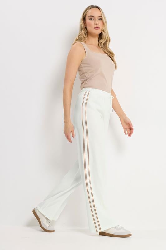 LTS Tall Women's Ivory White Side Stripe Wide Leg Trousers | Long Tall Sally 1