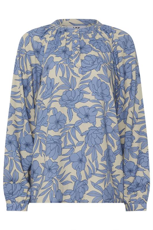 LTS Tall Women's Cream & Blue Placket Raglan Blouse | Long Tall Sally 7