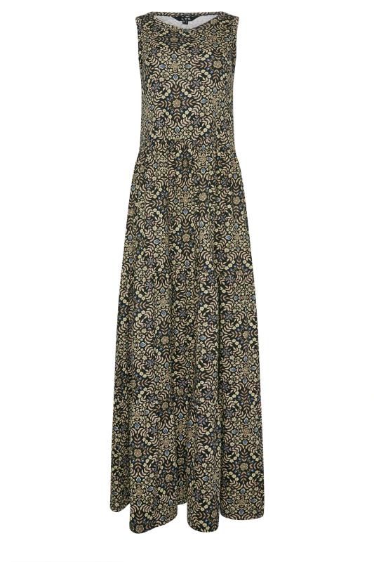 LTS Tall Women's Black & Brown Floral Print Tiered Sleeveless Maxi Dress | Long Tall Sally 5