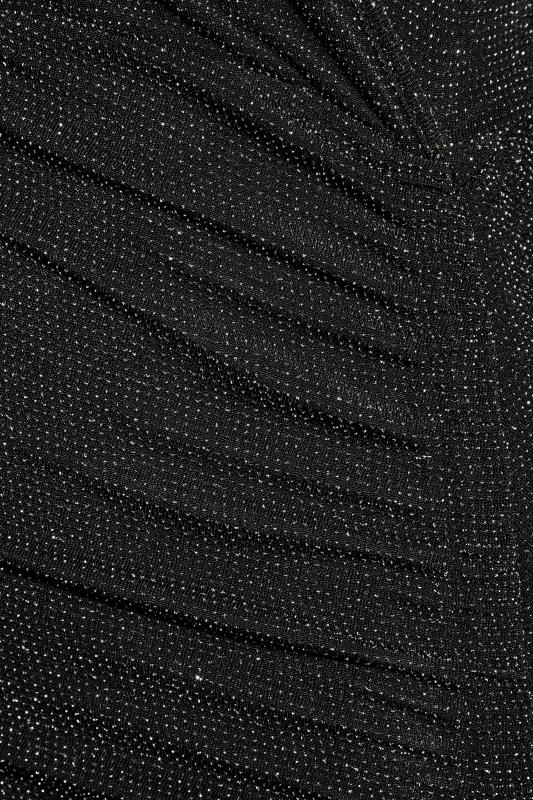 LTS Black Glitter Long Sleeve Ruched Mini Dress | Long Tall Sally 5