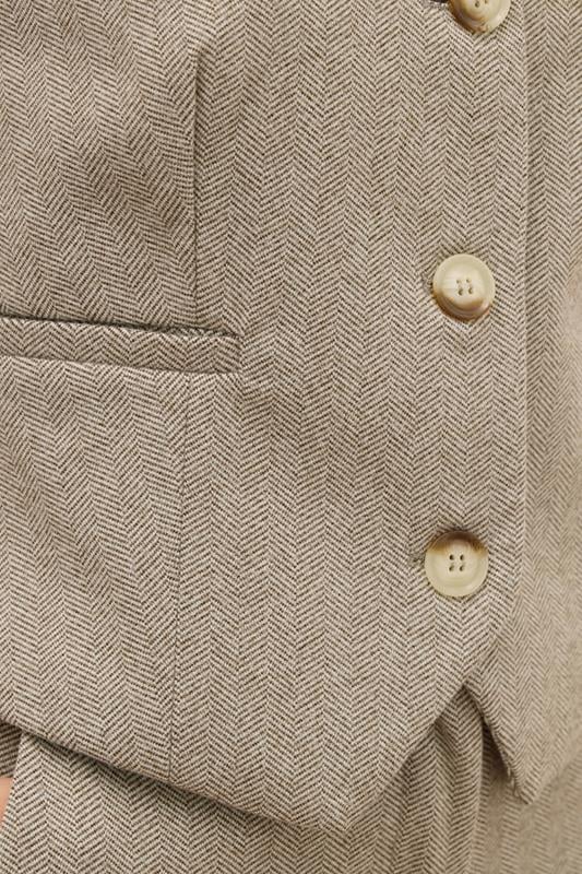 LTS PREMIUM Tall Brown Herringbone Waistcoat | Long Tall Sally 5