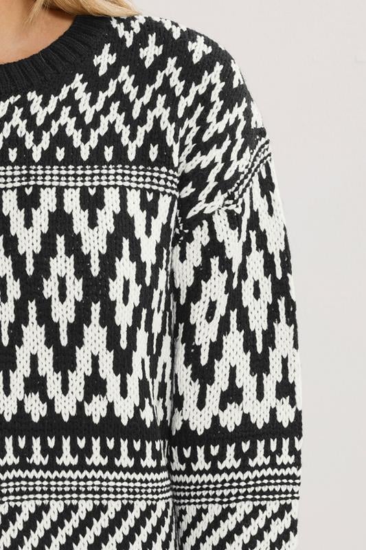 LTS Tall Black & White Fairisle Jumper | Long Tall Sally 4