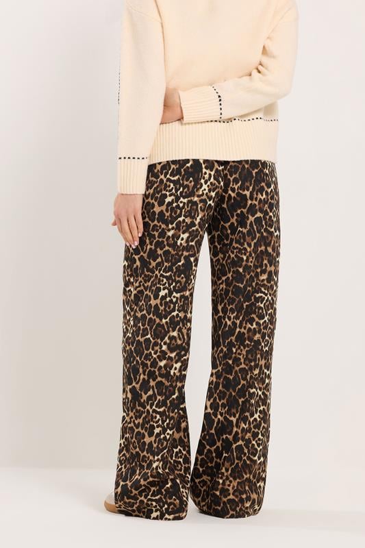 LTS Tall Women's Brown & Black Leopard Print Wide Leg Trousers | Long Tall Sally 3