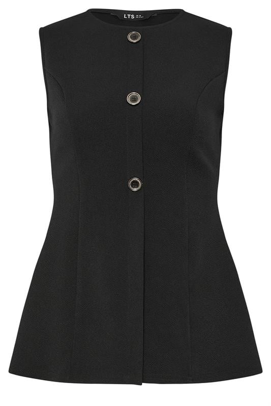 Tall  Yours LTS Tall Black Textured Button Waistcoat