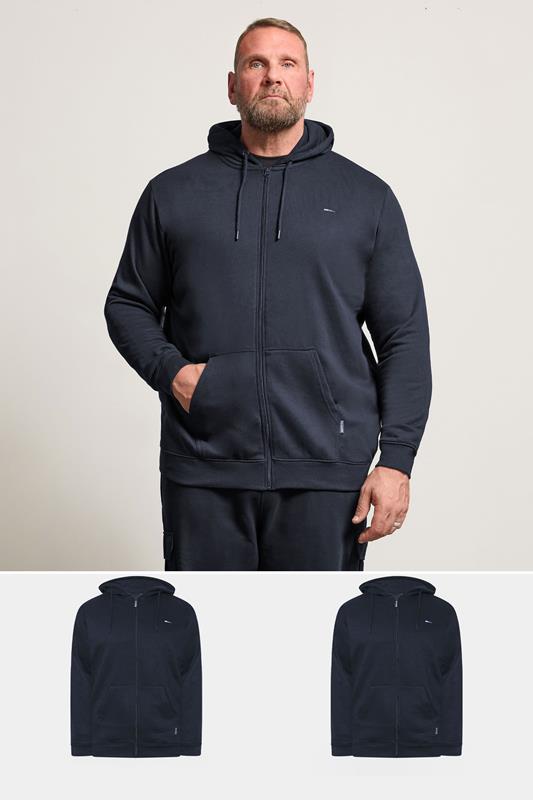 BadRhino Big & Tall 2 PACK Navy Blue Zip Through Hoodies