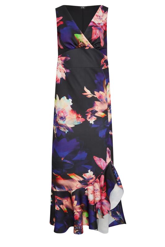 LTS Tall Women's Black Floral Frill Midi Dress | Long Tall Sally 6