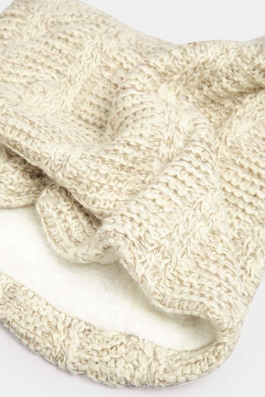 Natural Cream Cable Knit Fur Lined Snood 4