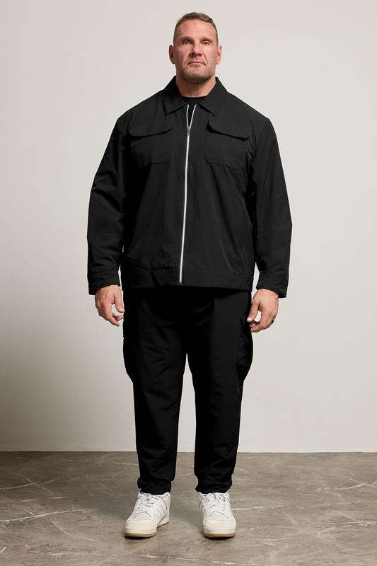 D555 Big & Tall Black Stretch Open Hem Joggers | BadRhino 2