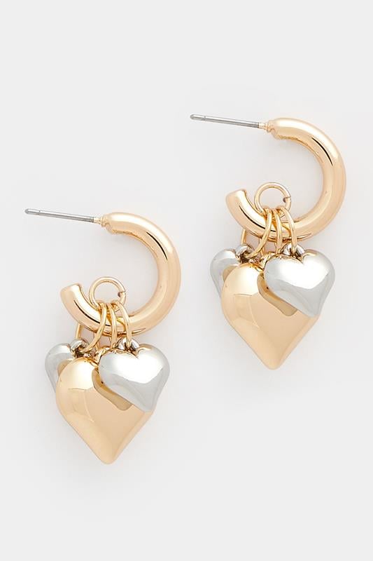  Yours Gold Tone Heart Charm Huggie Earrings