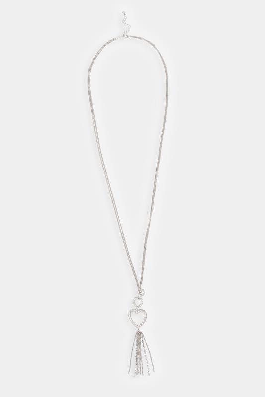Silver Tone Heart Tassel Necklace | Yours Clothing 2