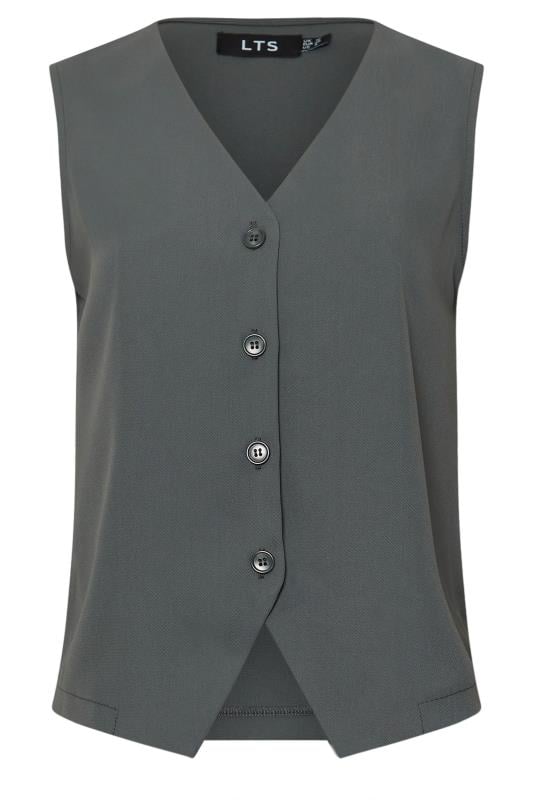 LTS Tall Grey Sleeveless Waistcoat Top | Long Tall Sally 5