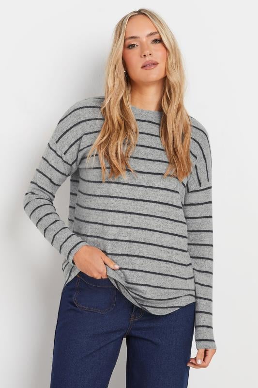 LTS Tall Women's Grey Stripe Soft Touch Top | Long Tall Sally 1