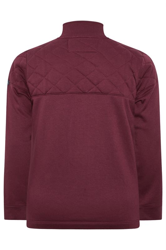 D555 Big & Tall Burgundy Red Quilted Quarter Zip Sweatshirt | BadRhino 2