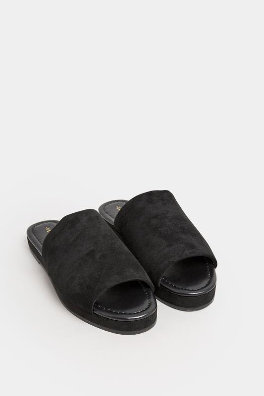 LTS Black Suede Mule Sandals In Standard Fit | Long Tall Sally  2