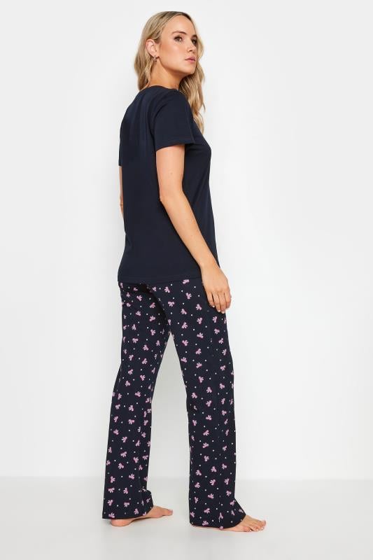 LTS Tall Navy Blue Bow Print Pyjama Set | Long Tall Sally 3