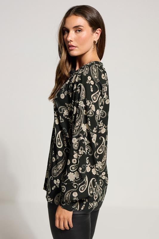 LTS Tall Black Paisley Placket Blouse | Long Tall Sally 3