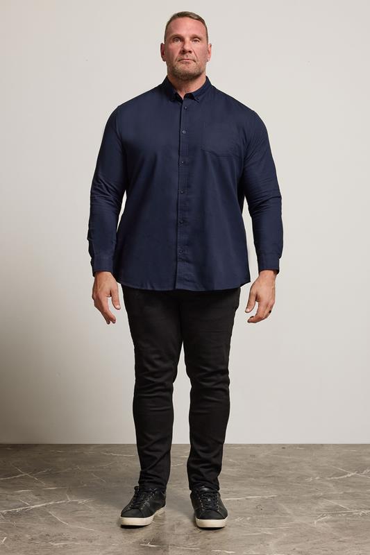 BadRhino Big & Tall Navy Blue Long Sleeve Oxford Shirt | BadRhino 2