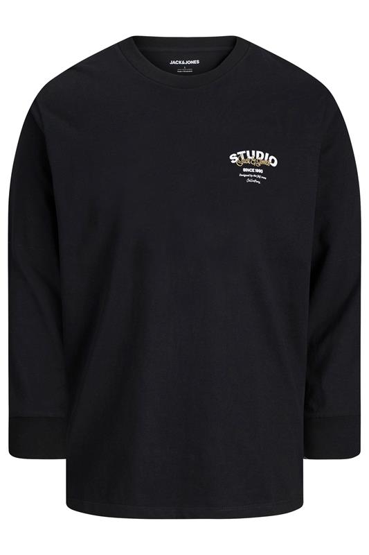 JACK & JONES Big & Tall Black Crew Neck Long Sleeve T-Shirt | BadRhino 3